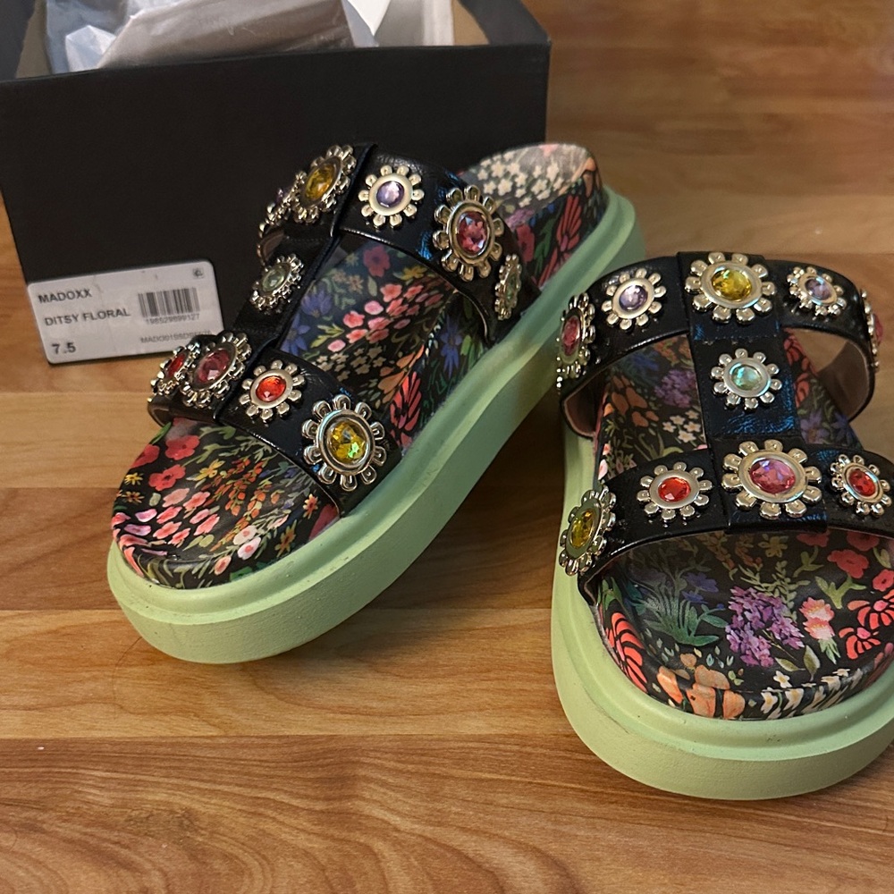 Women’s Betsy Johnson Floral Sandals with Jewel Accents